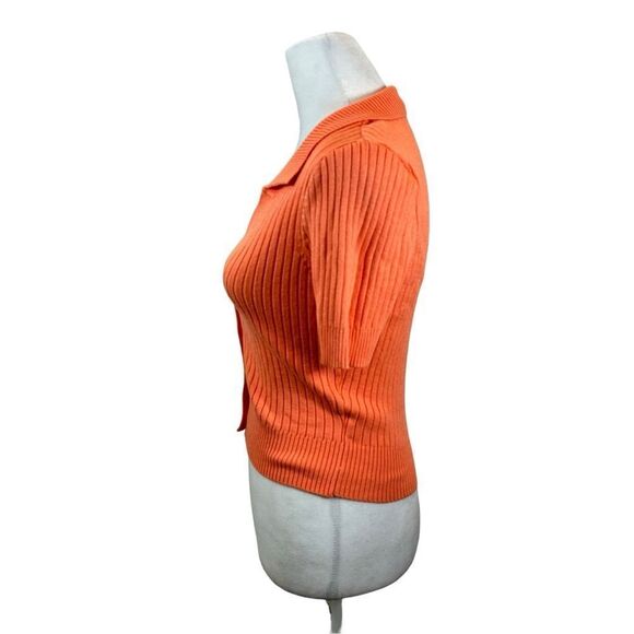 Ladies Vestique Brand Orange Ribbed Button Up Cardigan Size Medium - Picture 4 of 8